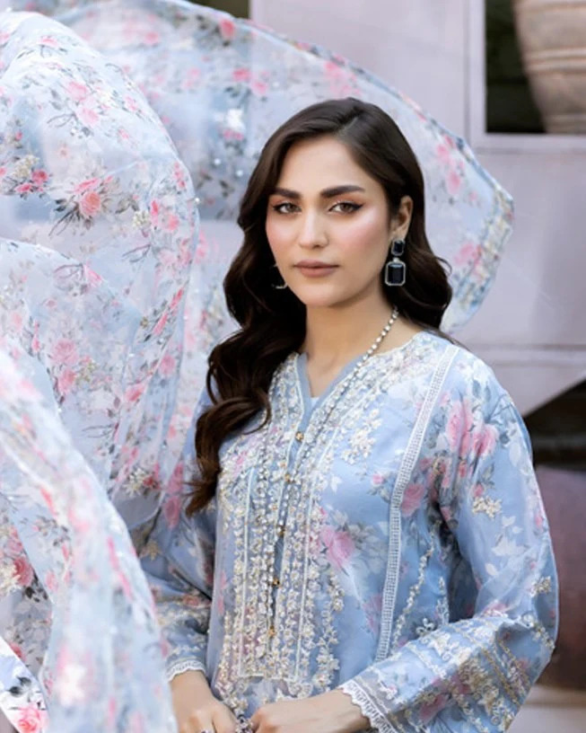 Mahiye By Noors Organza Semi Stitched 3pcs Design No -01 Pakistani Party Wear