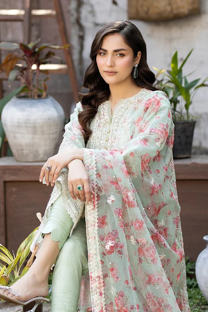 Mahiye By Noors Organza Semi Stitched 3pcs Design No -06 Pakistani Party Wear