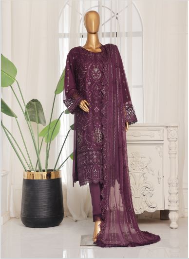 Bin Saeed Deep Purple Stitched Small Pakistani Three Piece Party Wear Bangladesh