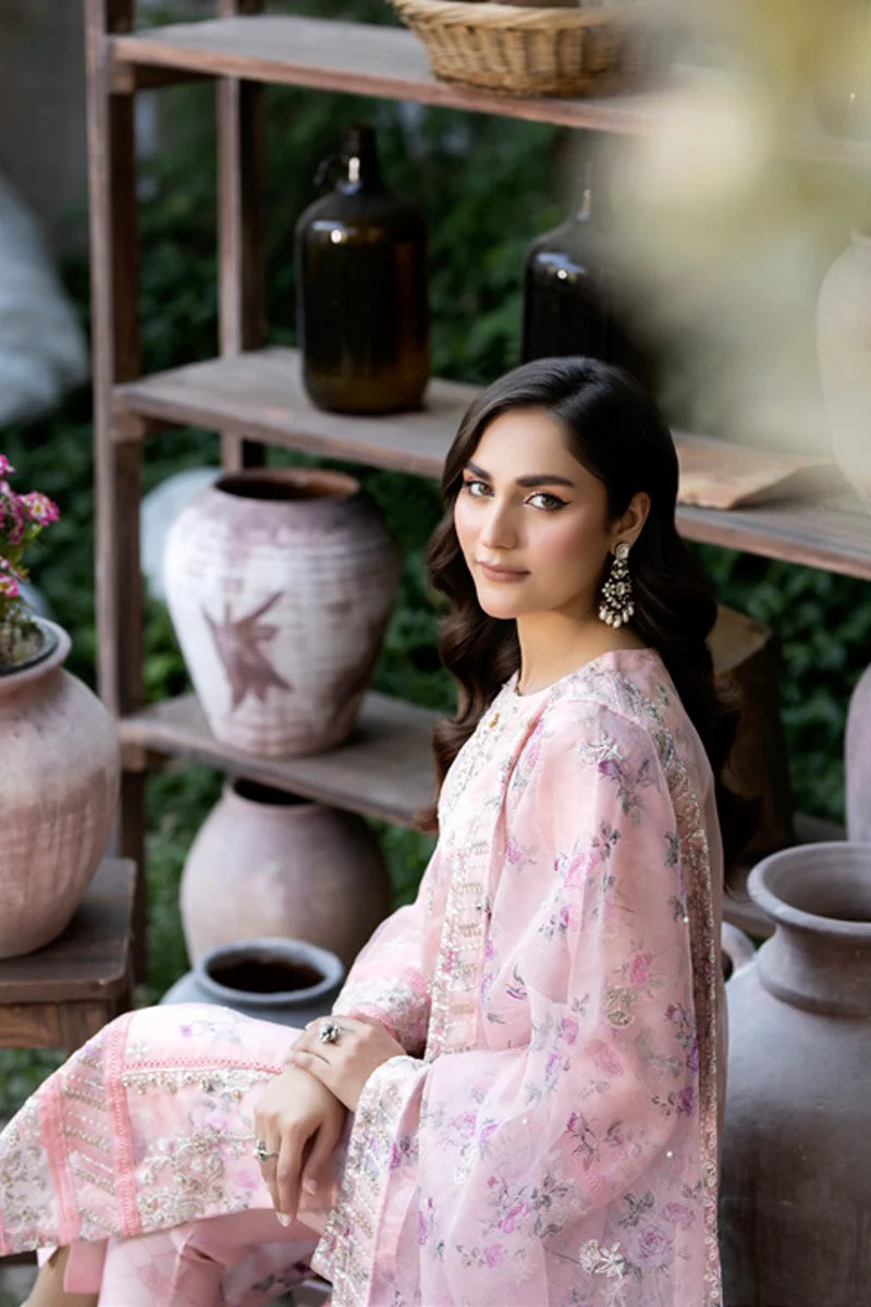 Mahiye By Noors Organza Semi Stitched 3pcs Design No -02 Pakistani Party Wear