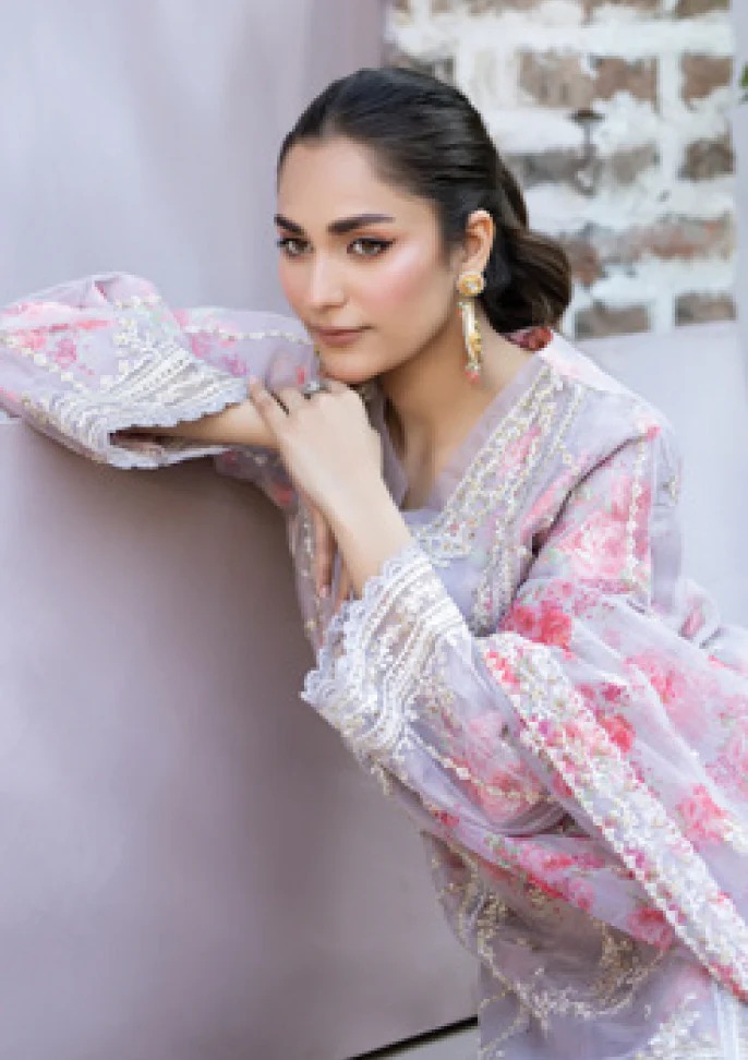 Mahiye By Noors Organza Semi Stitched 3pcs Design No -05 Pakistani Party Wear